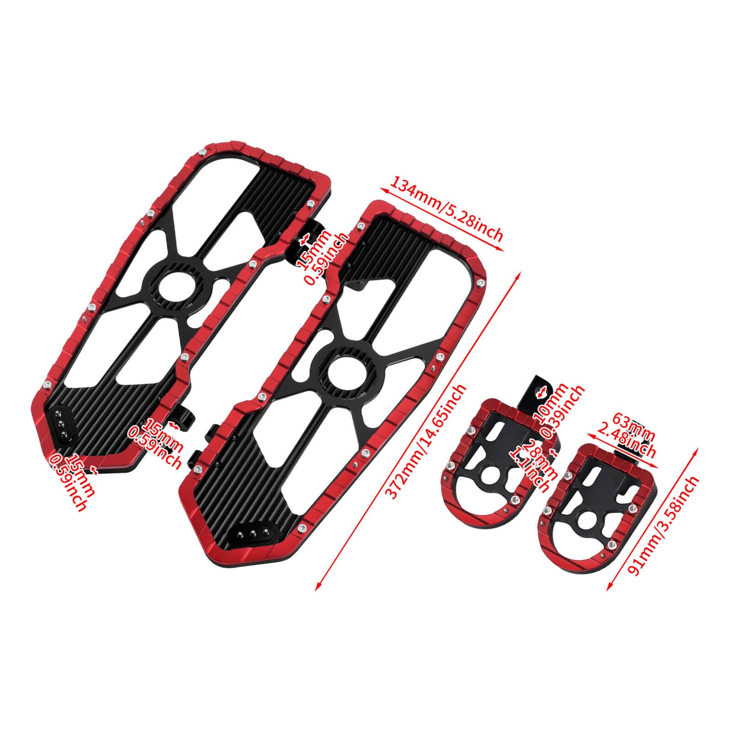 Rider Passenger Footboards Floorboards Footpegs Red For Harley Touring Street Glide Road Glide | HCmotorku