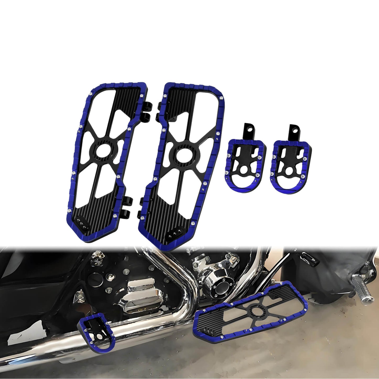 Rider Passenger Footboards Floorboards Footpegs Blue For Harley Touring Street Glide Road Glide | HCmotorku