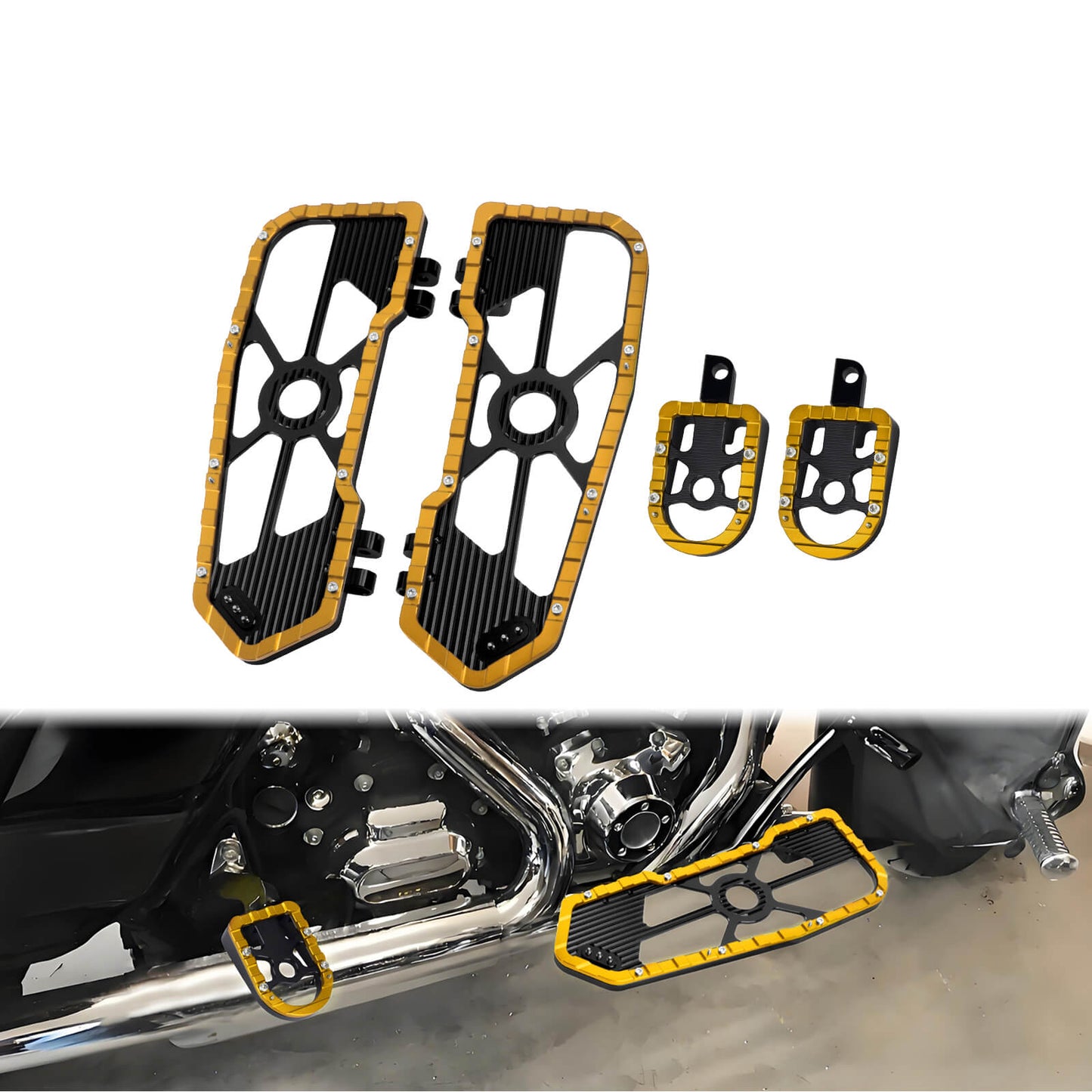 Rider Passenger Footboards Floorboards Footpegs Yellow For Harley Touring Street Glide Road Glide | HCmotorku