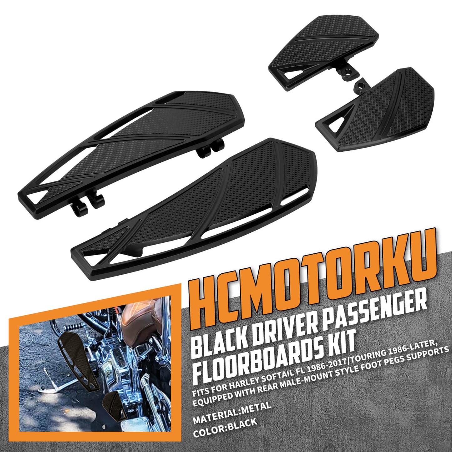Phantom Rider Floorboards Passenger Footboards Kit For Harley Touring 1984-2025 | HCmotorku