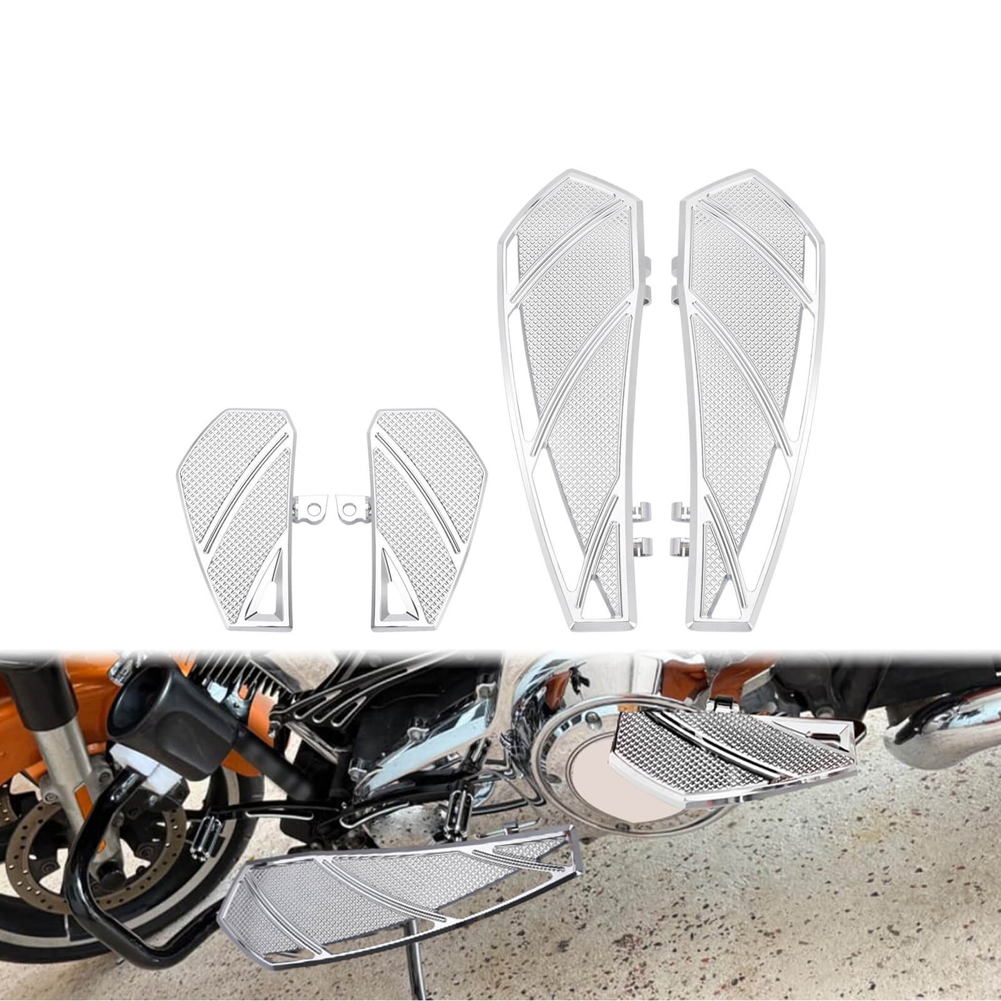 Phantom Rider Floorboards Passenger Footboards Kit Chrome For Harley Touring 1984-2025 | HCmotorku