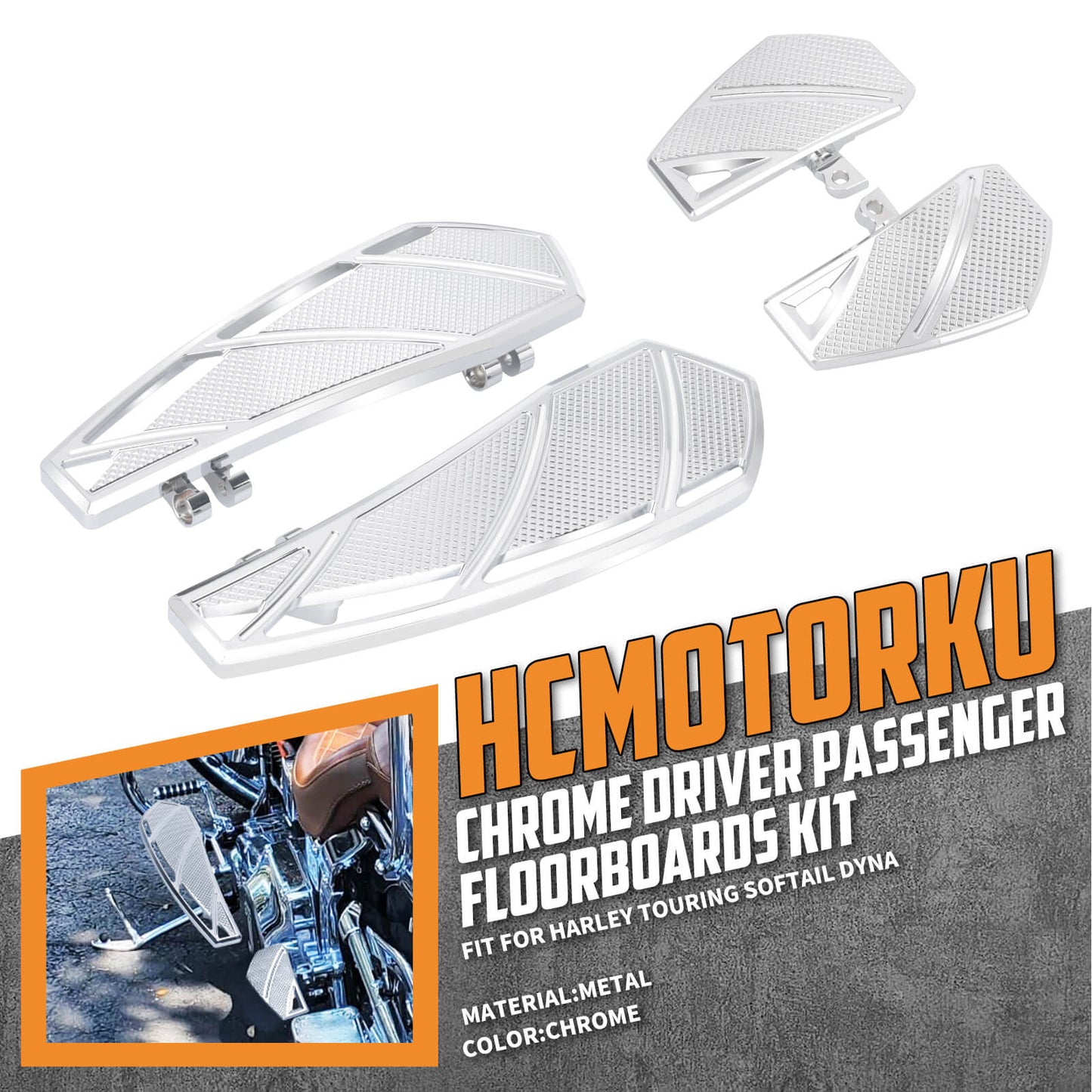 Phantom Rider Floorboards Passenger Footboards Kit Chrome For Harley Touring 1984-2025 | HCmotorku