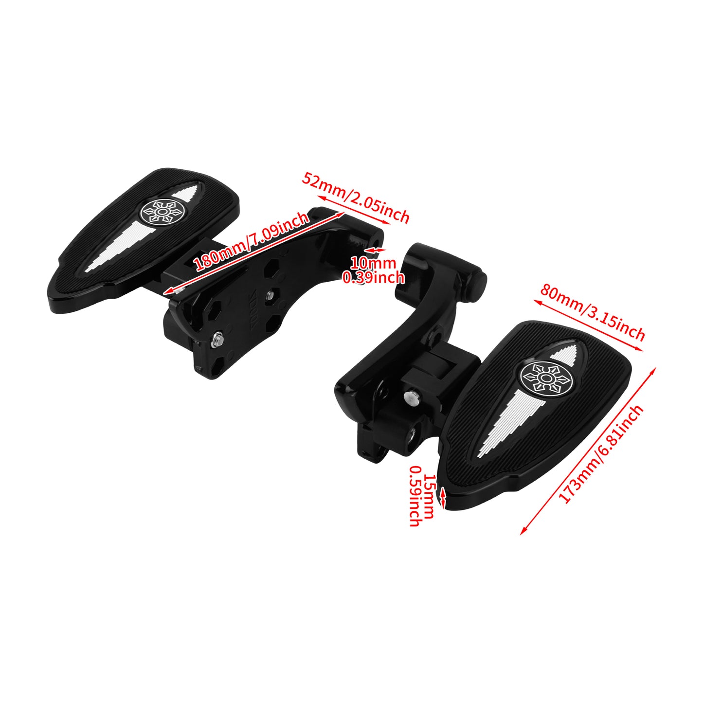 ZHPE0051 HCmotorku CNC Black Front Rear Floorboards Footboards Kit for Indian Specific Pursuit, Challenger, Springfield, Chief, Chieftain, Roadmaster Models Size