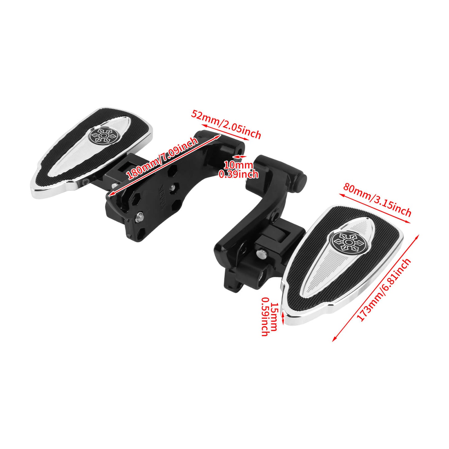 ZHPE0052 HCmotorku CNC Chrome Front Rear Floorboards Footboards Kit for Indian Specific Pursuit, Challenger, Springfield, Chief, Chieftain, Roadmaster Models Size