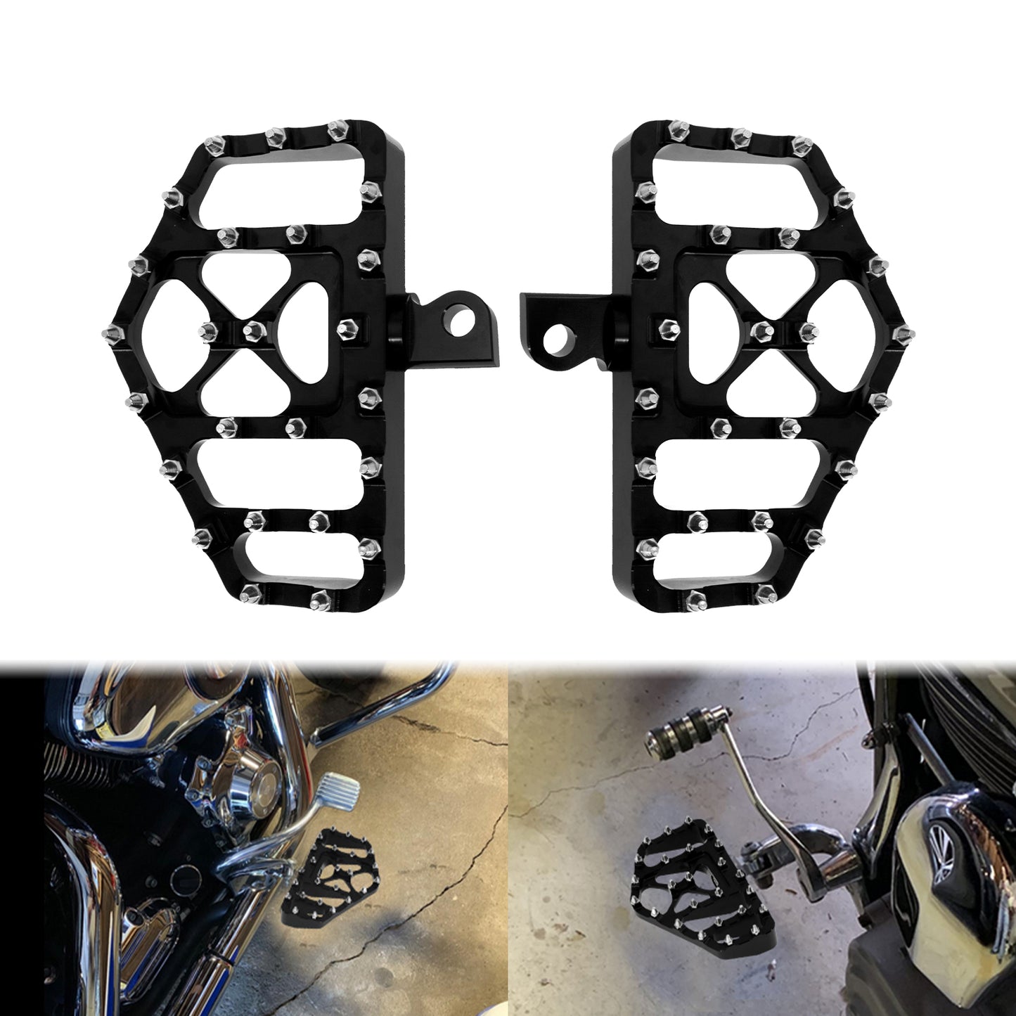 MX Style Wide Rear Foot Pegs Floorboards Black For Harley Touring | HCmotorku
