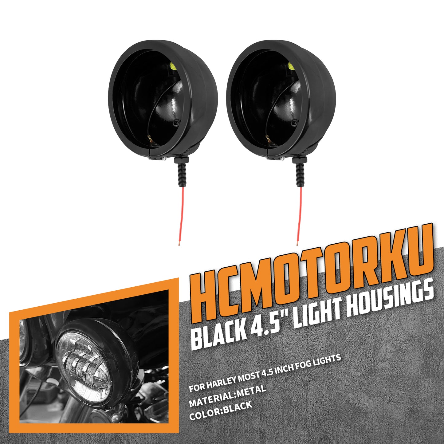 2x 4.5" LED Fog Light Housing Mount Bracket Black Fit For Touring Softail Model | HCmotorku