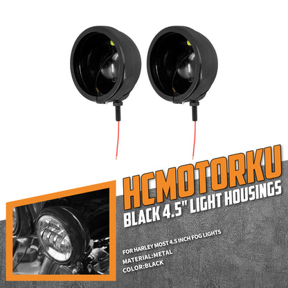 2x 4.5" LED Fog Light Housing Mount Bracket Black Fit For Touring Softail Model | HCmotorku