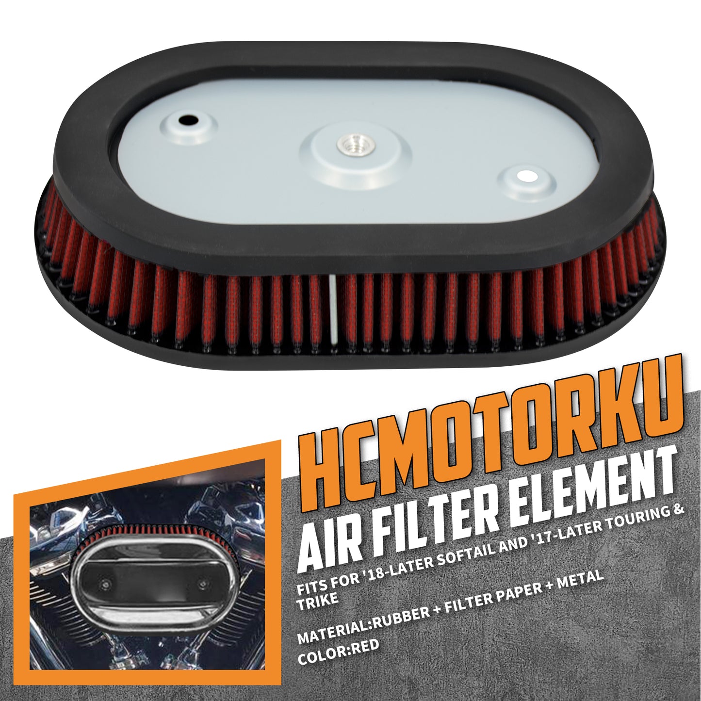 Air Filter Cleaner Red Intake Element Fit For Harley Softail 2018-UP Touring Trike | HCmotorku