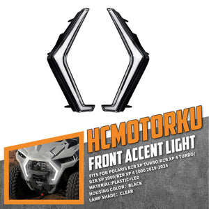 LA025601 HCmotorku High-Visibility LED Fang Lights with Yellow Turn Signals for Polaris RZR Clear