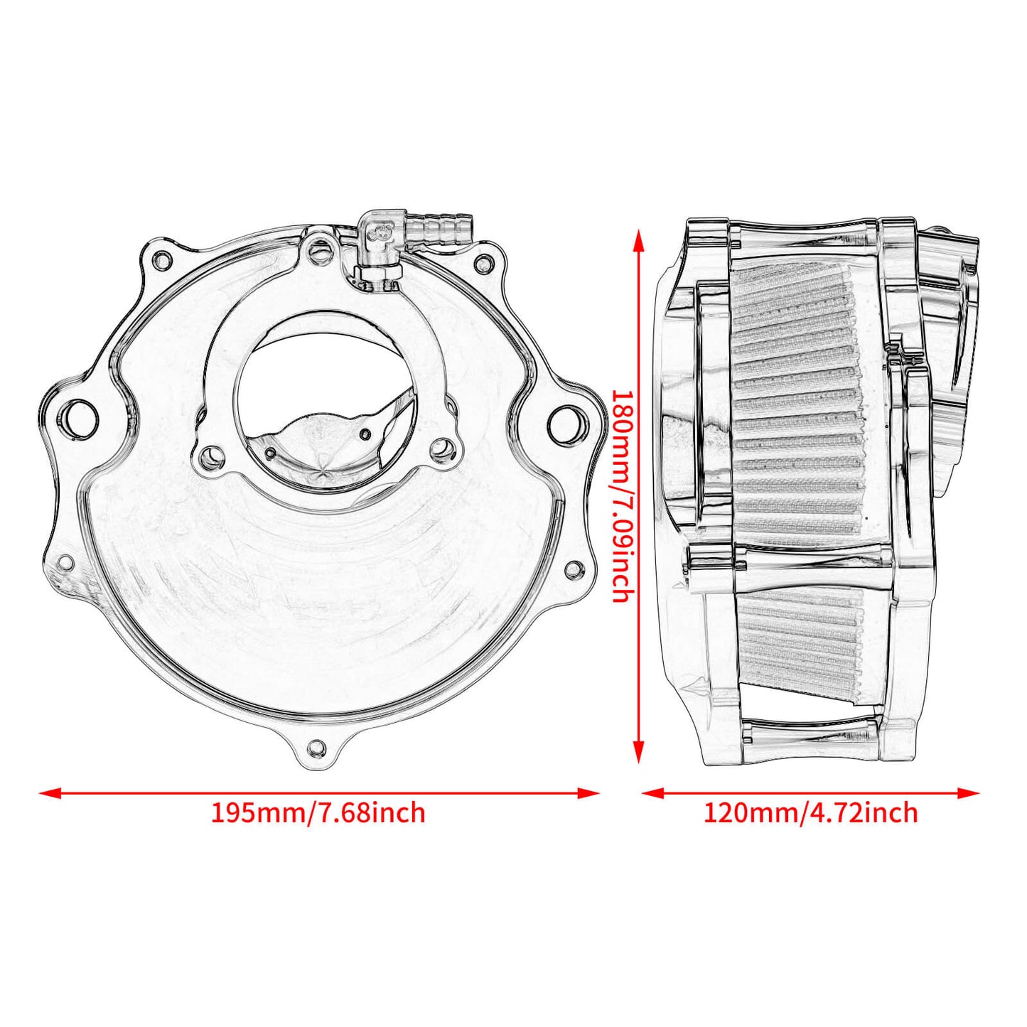 AF004415 hcmotorku CNC Air Cleaner Blue Intake Kit for Harley CVO road glide st - size