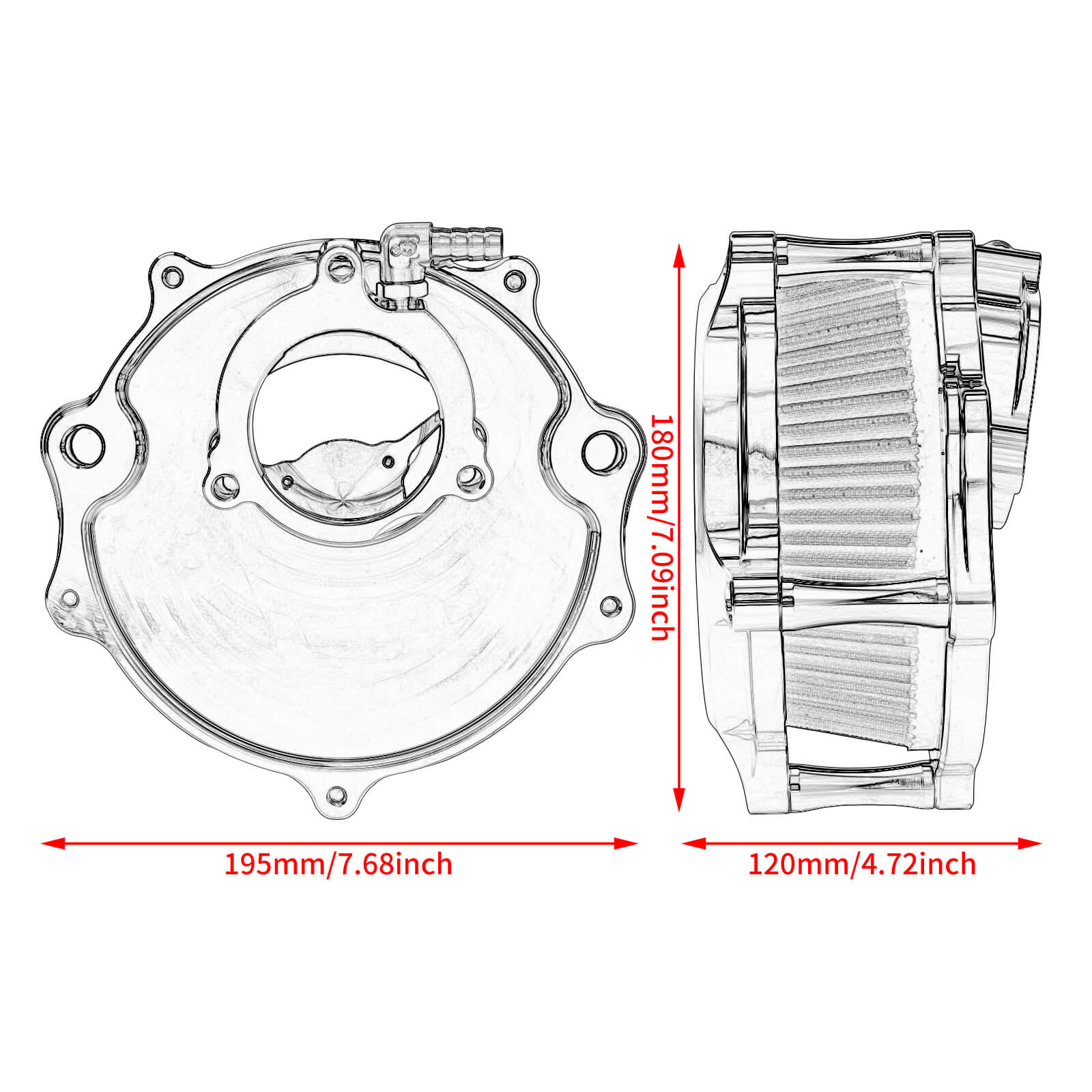 AF004415 hcmotorku CNC Air Cleaner Blue Intake Kit for Harley CVO road glide st - size
