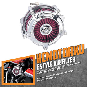 AF005509 HCMOTORKU Stripe Style CNC Air Cleaner Red Intake Kit for Harley