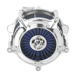 AF005909 mactions Stripe Style CNC Air Cleaner Blue Intake for Harley Touring CVO - chrome