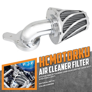 AF008907 HCmotorku Chrome Housing Gray Intake Air Cleaner Filter Kit for Harley Dyna Softail Touring Trike