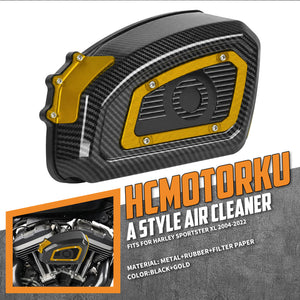 Air Cleaner System Carbon Look & Red Filter Element Sportster '04-'22 XL - Gold | HCmotorku