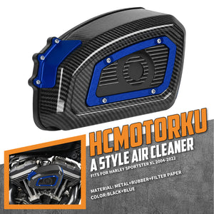 Air Cleaner System Carbon Look & Red Intake Sportster '04-'22 XL - Blue | HCmotorku