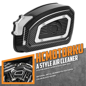 Air Cleaner System Carbon Look & Red Filter Element Sportster '04-'22 XL - Silver | HCmotorku