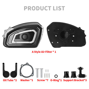 Air Cleaner System Carbon Look & Red Filter Element Sportster '04-'22 XL - Silver | HCmotorku