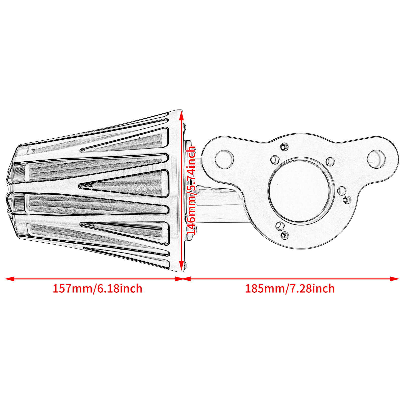 AF0099_HCmotorku_Red Filter Air Cleaner Filter for Harley Sportster XL ‘04-’22 Size