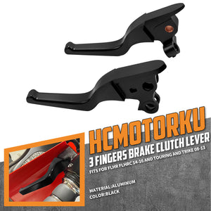 BA000301 HCmotorku Black Ergonomic Aluminum Brake and Cable Clutch Levers for Harley Touring ‘08-’13