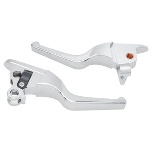 BA000302 HCmotorku Chrome Ergonomic Aluminum Brake and Cable Clutch Levers for Harley Touring ‘08-’13