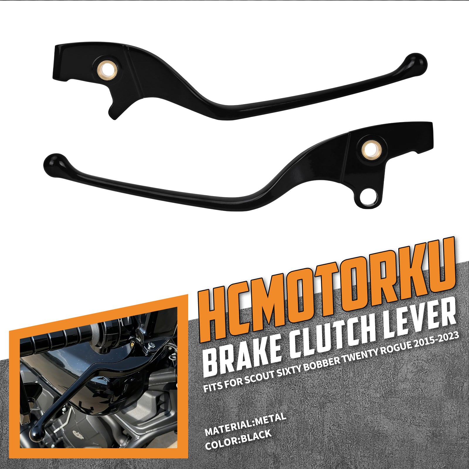 BA000701 HCmotorku Black Motorcycle Brake Cruth Levers for Indian Sixty Bobber Rough ‘18-’23