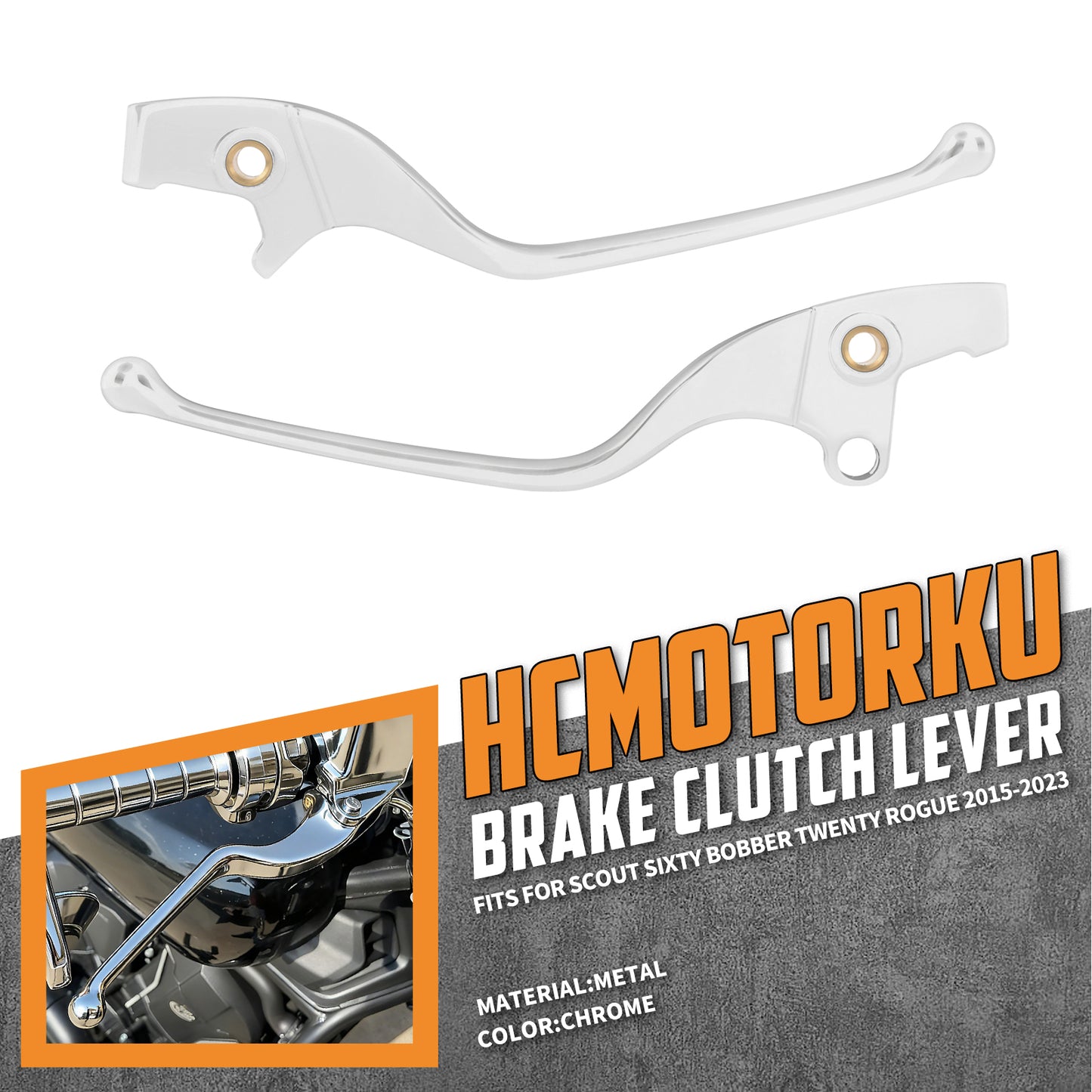 BA000702 HCmotorku Chrome Motorcycle Brake Cruth Levers for Indian Sixty Bobber Rough ‘18-’23
