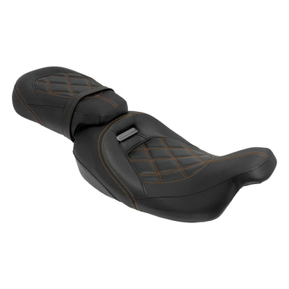 Low Profile Rider And Passenger Seat Orange Fit Harley Touring 2009-2023 | HCmotorku