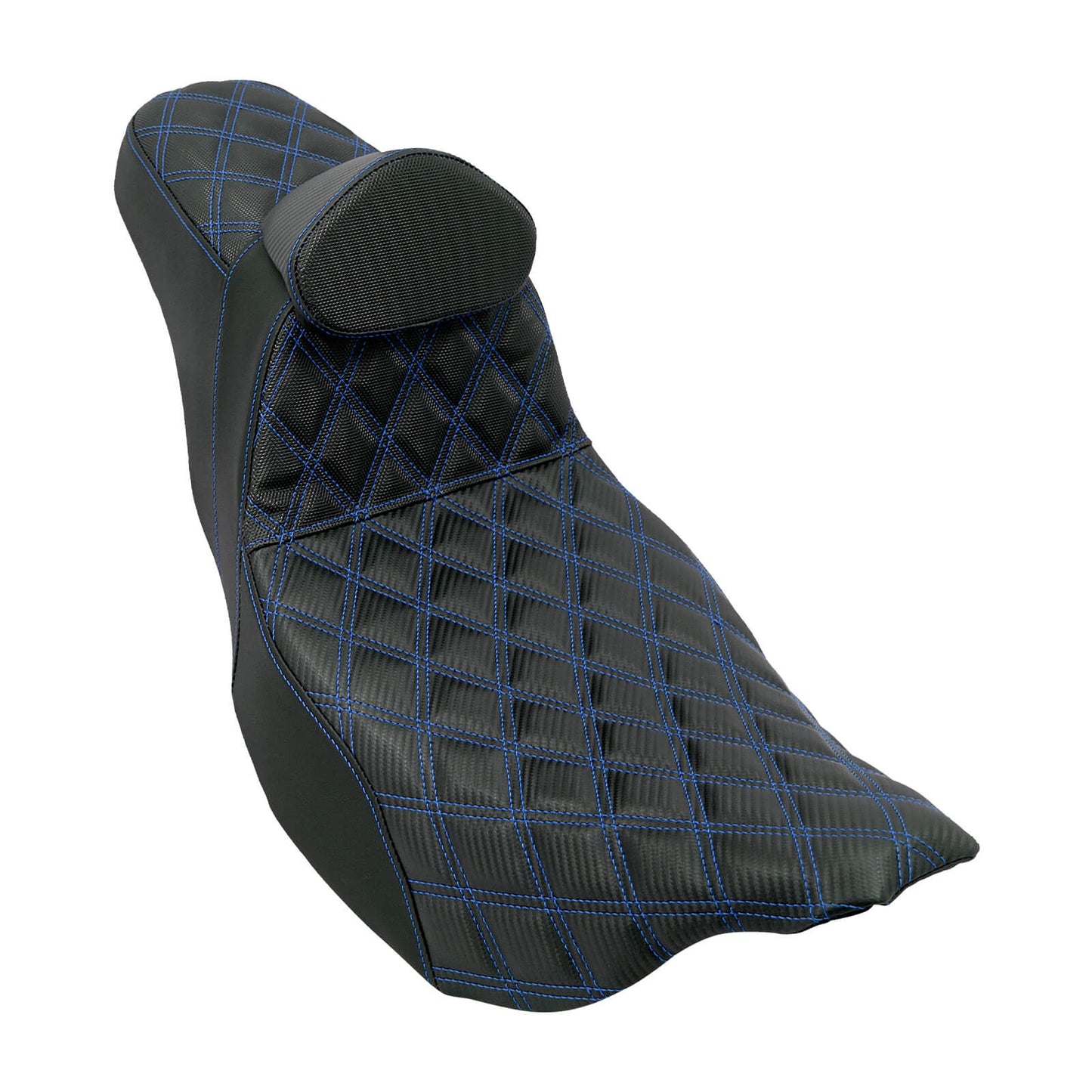 Driver & Passenger Seat Blue Stitching w/ Backrest For Harley Touring 2009-2023 | HCmotorku