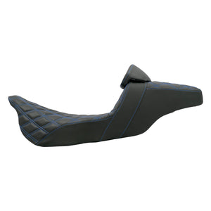 Driver & Passenger Seat w/ Backrest Blue Stitching For Harley Touring 2009-2023 | HCmotorku