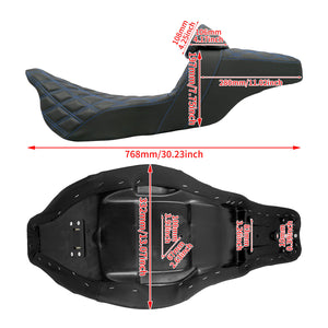 Driver & Passenger Seat w/ Backrest Blue Stitching For Harley Touring 2009-2023 | HCmotorku