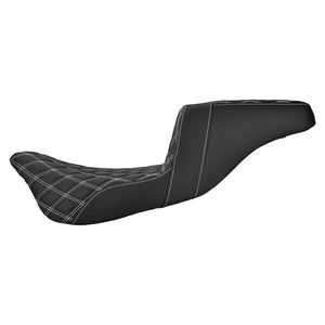 CB013312 hcmotorku Rider Passenger Two Up Seat Gel Seat White For Harley Touring - left