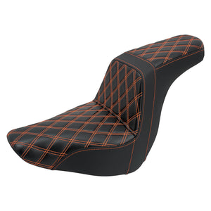 CB013405 HCMOTORKU Step-Up Gel Seat Driver Passenger Seat Orange For Harley low rider - orange stitching