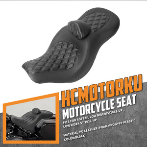 Step Up Driver Passanger Seat with Backrest Diamond Black Fit Harley Low Rider S 2018-2024 | HCmotorku