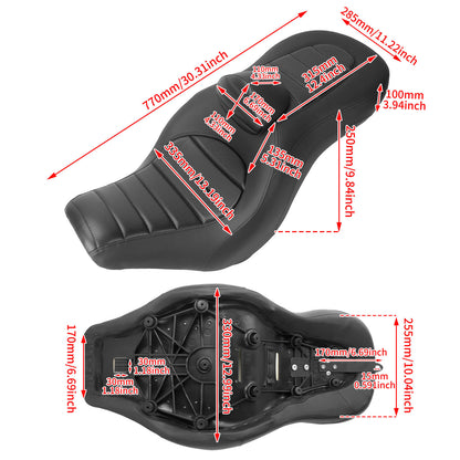 Step Up Driver Passanger Seat with Backrest Stripe Black Fit For Harley Low Rider S 2018-2024 | HCmotorku