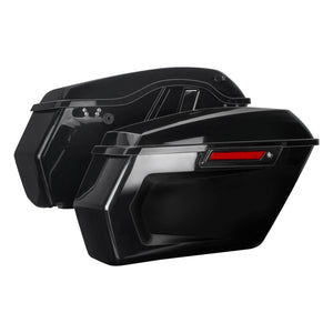 CB013601_HCmotorku_Motorcycle Saddlebags Gloss Black-Black Latch for Harley Touring ‘14-’23 Electra Glide Road King Road Glide