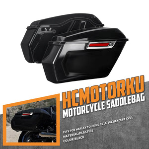 CB013602_HCmotorku_Motorcycle Saddlebags Gloss Black-Chrome Latch for Harley Touring ‘14-’23 Electra Glide Road King Road Glide