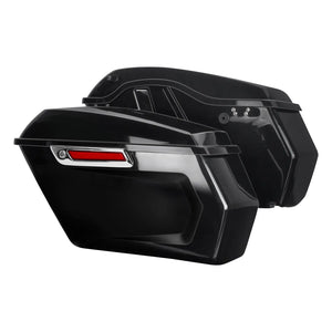 CB013602_HCmotorku_Motorcycle Saddlebags Gloss Black-Chrome Latch for Harley Touring ‘14-’23 Electra Glide Road King Road Glide