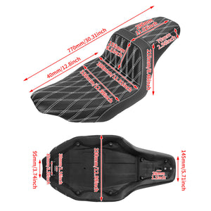 Driver Passenger Two-Up Seat White Stitching For Harley Touring 2024-UP | HCmotorku