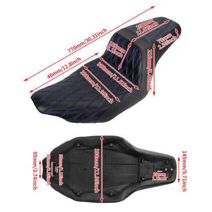 Driver Passenger Two-Up Seat Blue Stitching For Harley Touring 2024-UP | HCmotorku