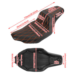 Driver Passenger Two-Up Seat Orange Stitching For Harley Touring 2024-UP | HCmotorku