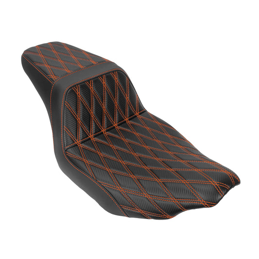 Driver Passenger Two-Up Seat Orange Stitching For Harley Touring 2024-UP | HCmotorku