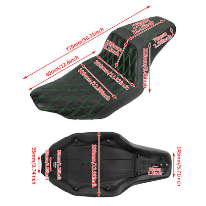 Driver Passenger Two-Up Seat Green Stitching For Harley Touring 2024-UP | HCmotorku