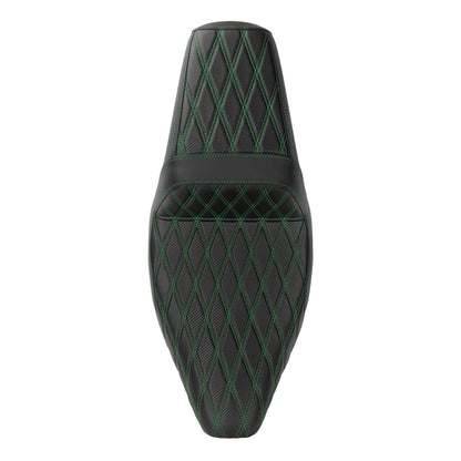 Driver Passenger Two-Up Seat Green Stitching For Harley Touring 2024-UP | HCmotorku
