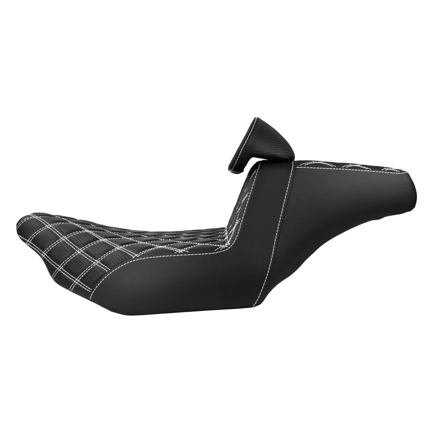 CB016608 HCmotorku Rider Passenger Seat 2-up Seat with Backrest White Stitching for Harley Touring