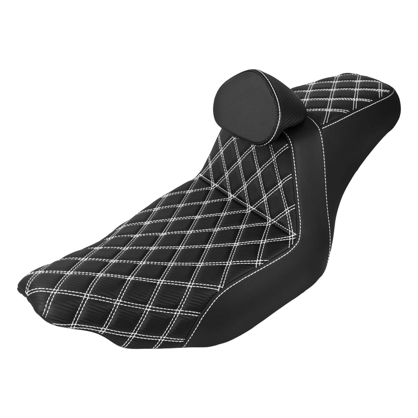 CB016608 HCmotorku Rider Passenger Seat 2-up Seat with Backrest White Stitching for Harley Touring