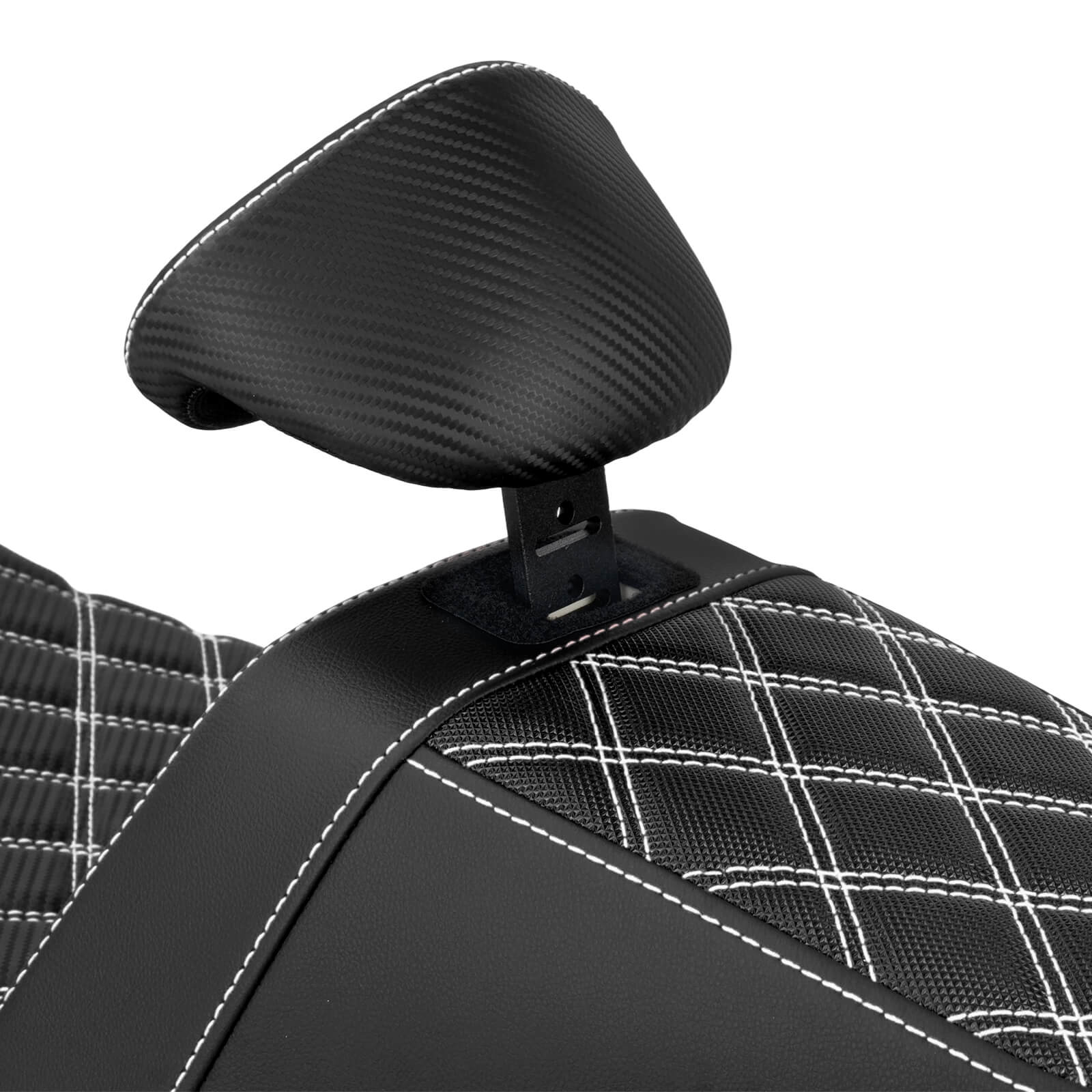 CB016608 HCmotorku Rider Passenger Seat 2-up Seat with Backrest White Stitching for Harley Touring Detail