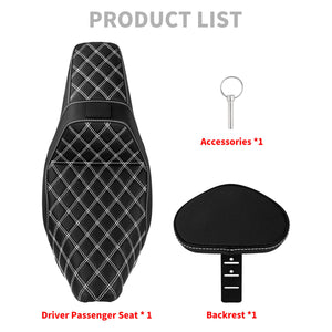 CB016608 HCmotorku Rider Passenger Seat 2-up Seat with Backrest White Stitching for Harley Touring Product List