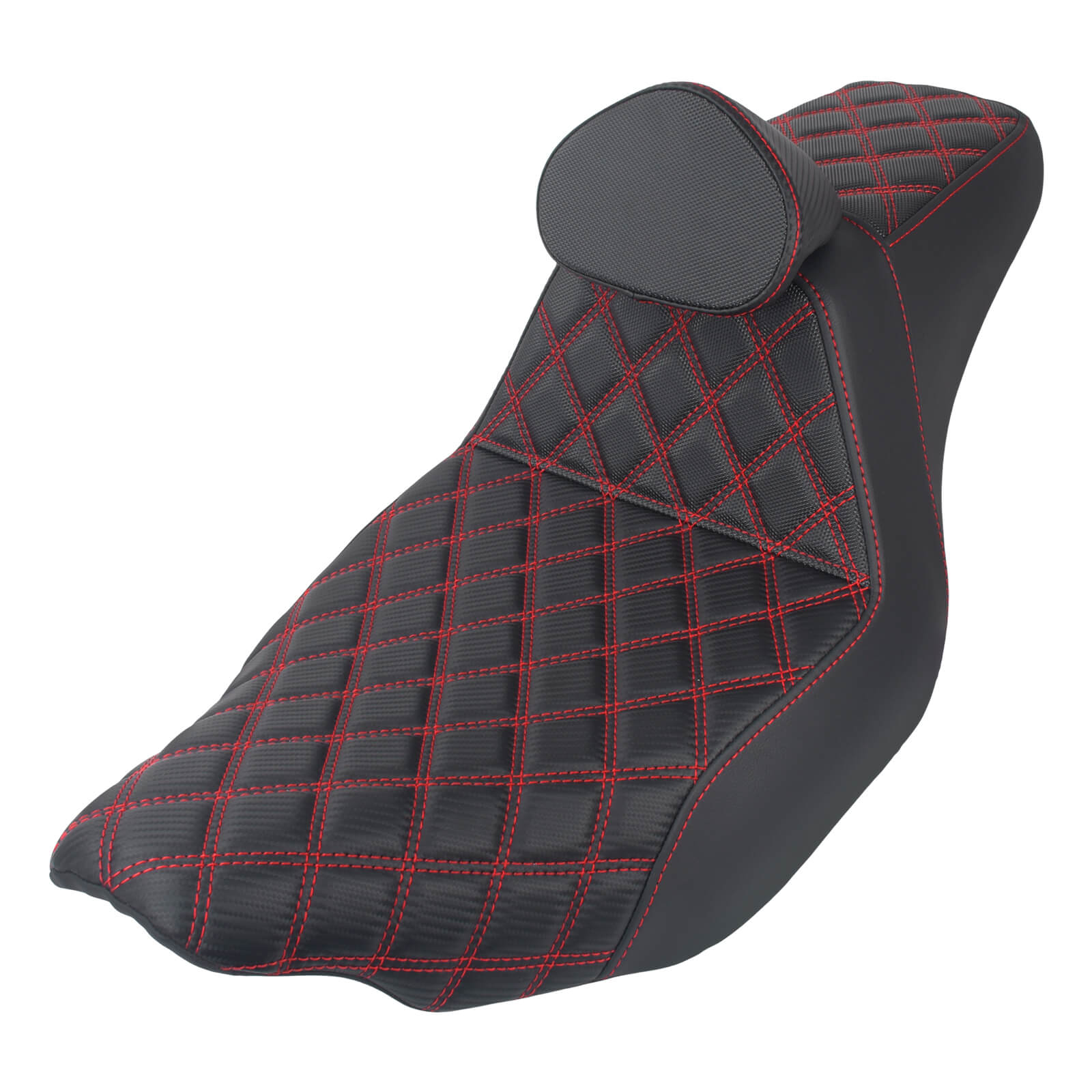CB016609 HCmotorku Rider Passenger Seat 2-up Seat with Backrest Red Stitching for Harley Touring