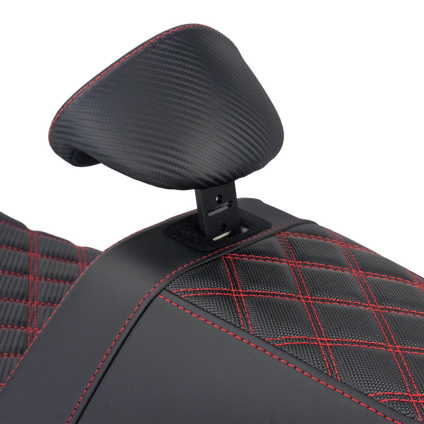 CB016609 HCmotorku Rider Passenger Seat 2-up Seat with Backrest Red Stitching for Harley Touring Detail